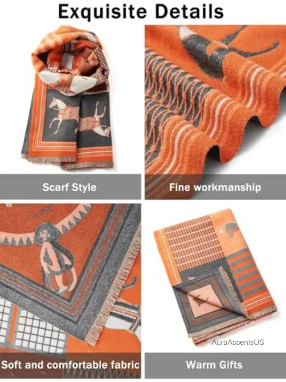 Oversized Reversible Acrylic Shawl Wrap Bohemian Pashmina Scarf